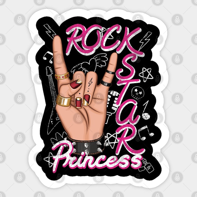 Rockstar Princess Sticker by Skull Riffs & Zombie Threads